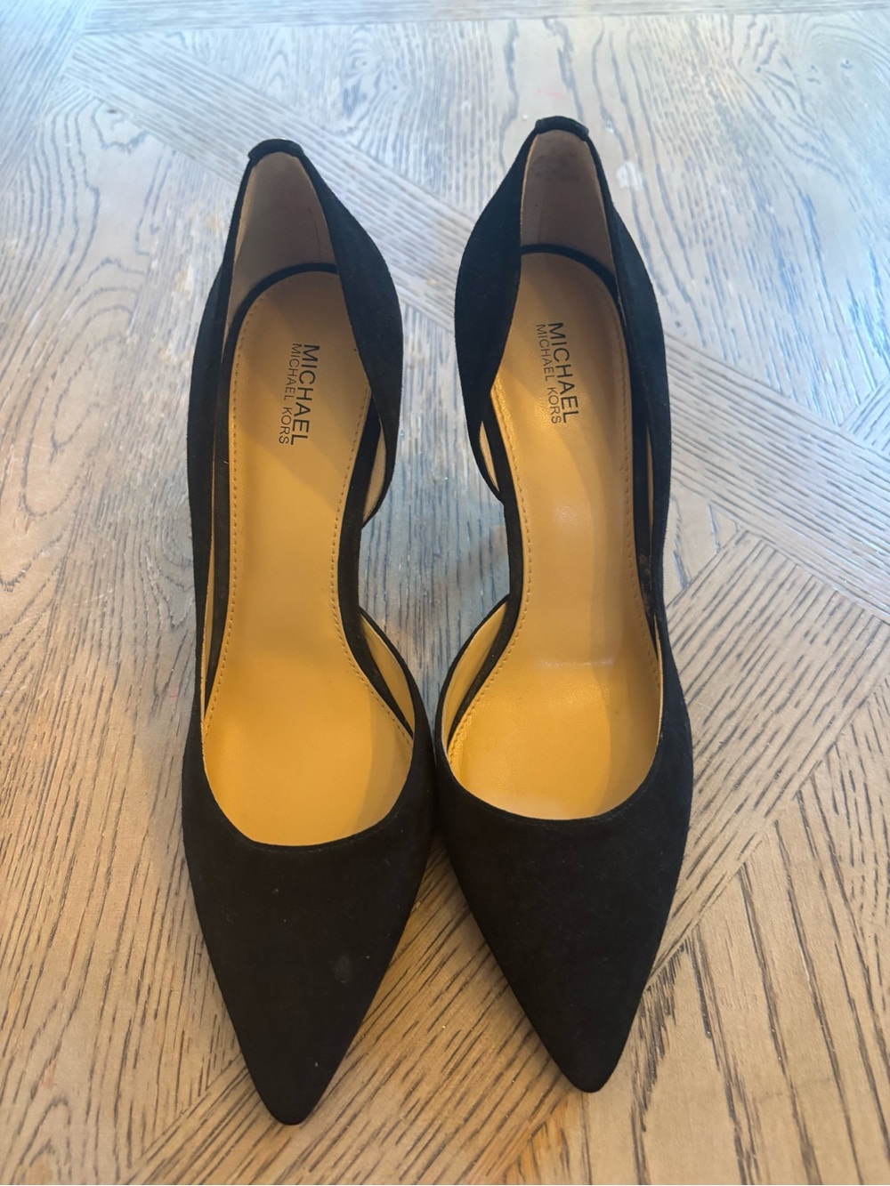 MICHAEL Michael Kors Black Pointed-Toe Suede Pumps